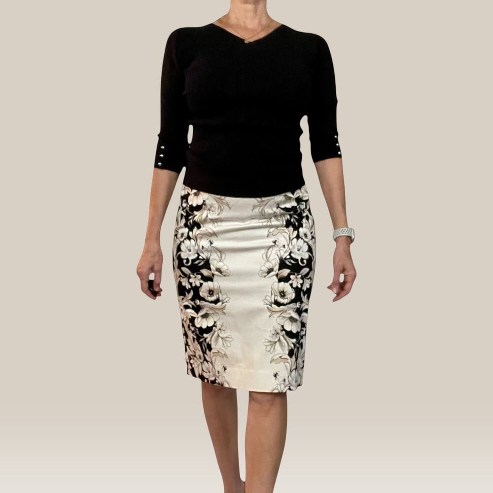 White House Black Market Floral Side Panel Pencil Skirt 8 Y2K Vintage